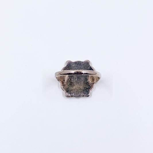 Vintage Silver Flower Inlay Ring | Southwest Multi-Stone Inlay Ring | Size 7