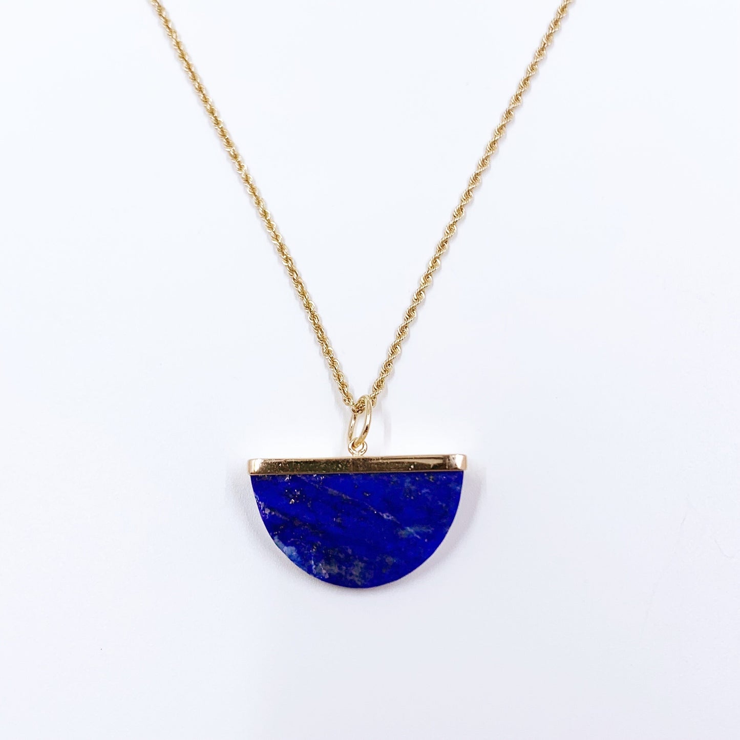Vintage 14k Lapis Lazuli Half Moon Charm