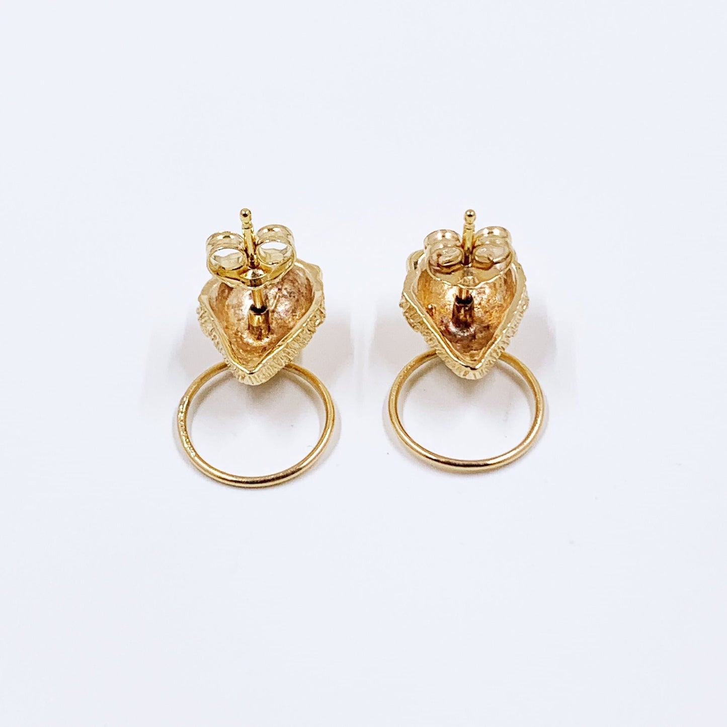Vintage 14K Carla Lion Door Knocker Stud Earrings | Yellow Gold Lion Stud Earrings | Classic 14K Gold Earrings
