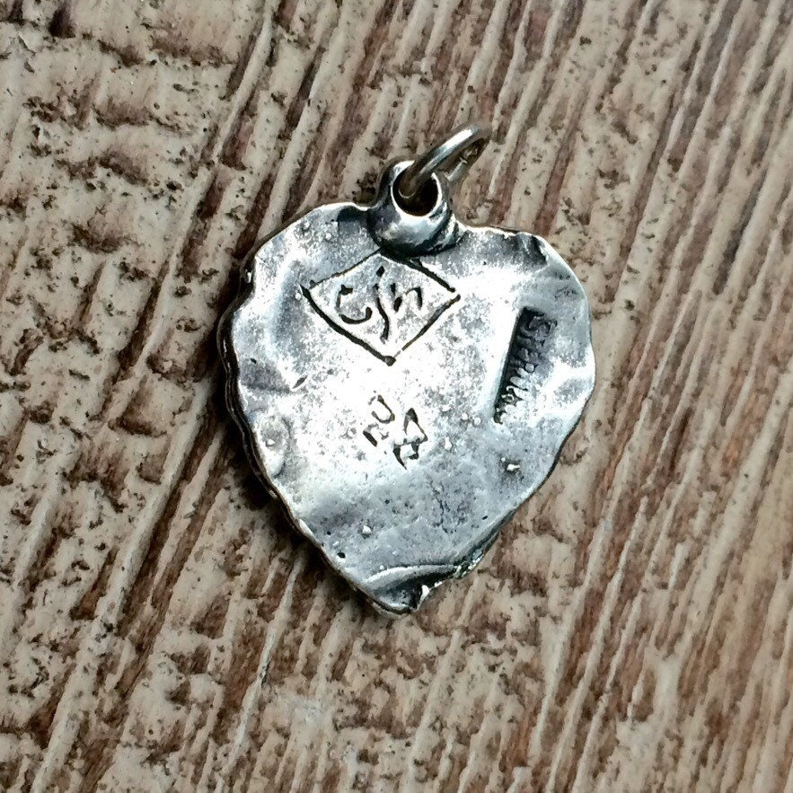Vintage Heart Charm | Sterling Silver Heart Pendant | Repousee Heart Charm