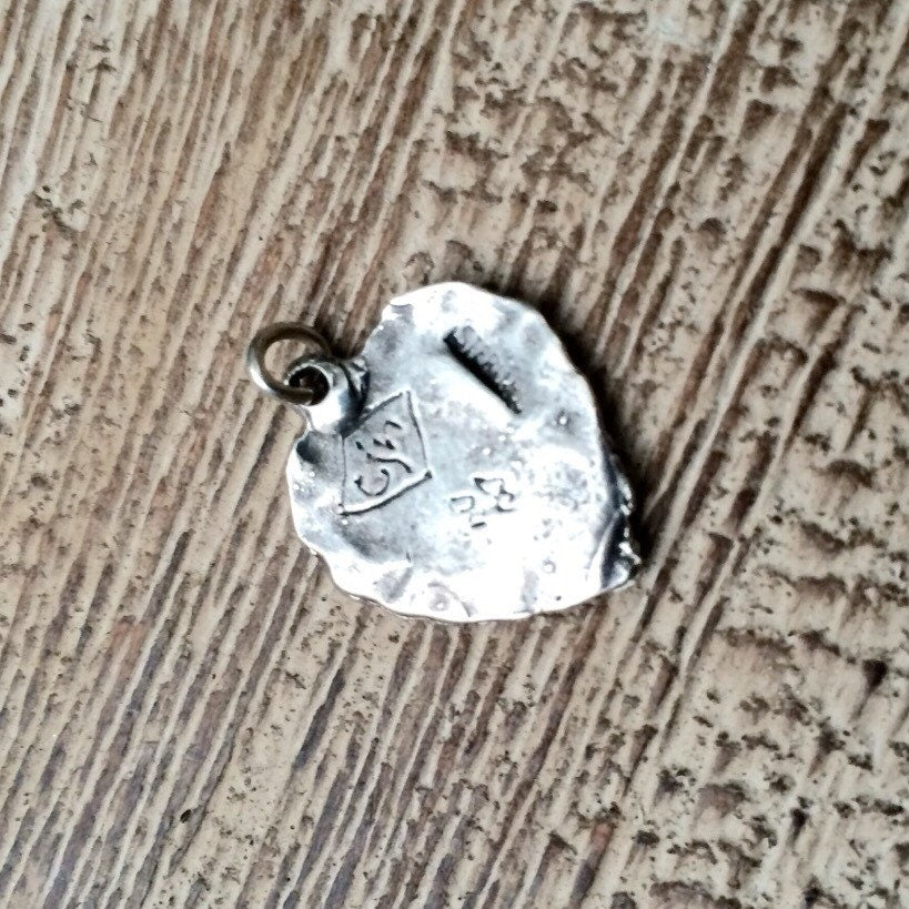 Vintage Heart Charm | Sterling Silver Heart Pendant | Repousee Heart Charm